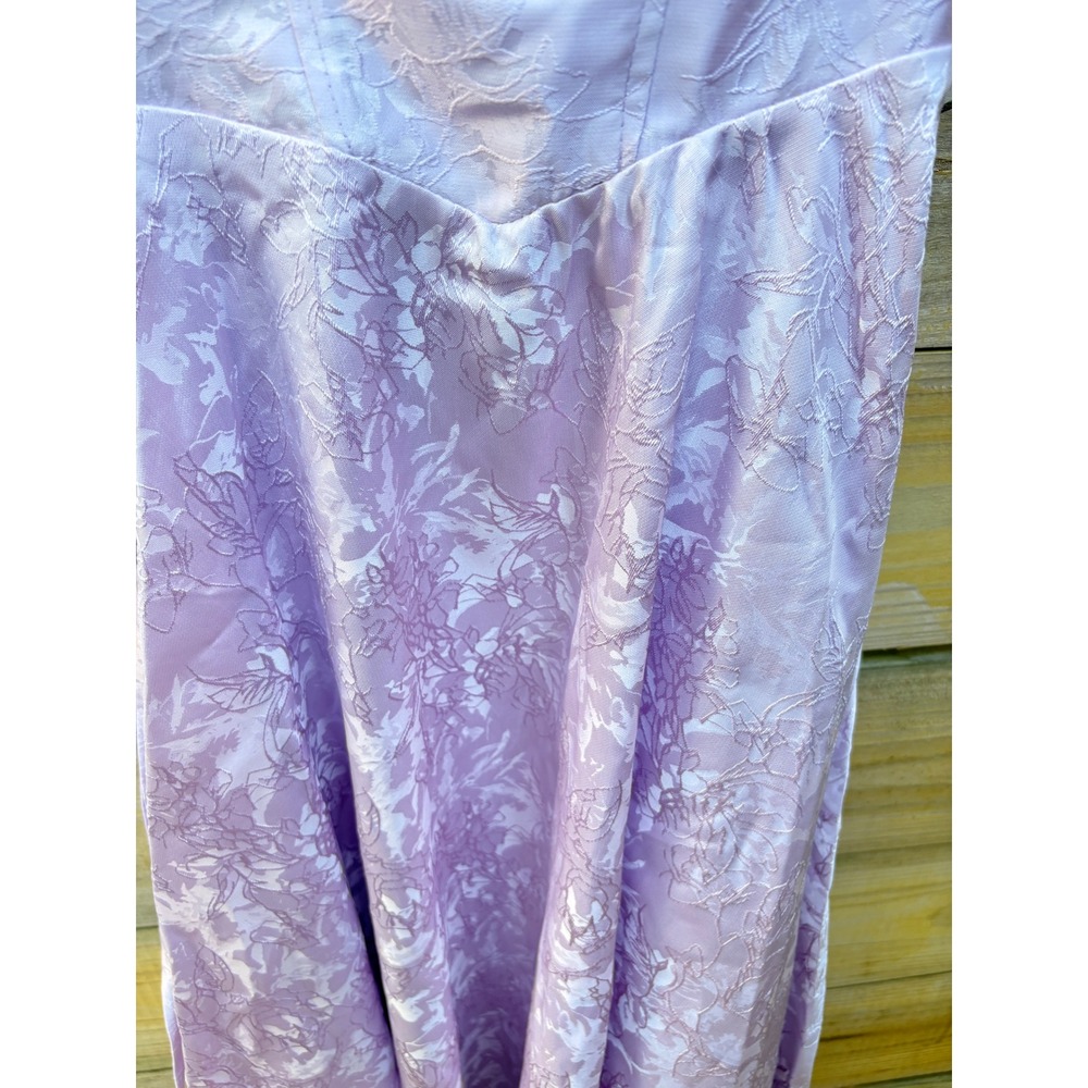Hdsmfos Lavender Floral Jacquard Corset Midi Dress Lace Up Back Purple A-Line - Picture 4 of 10
